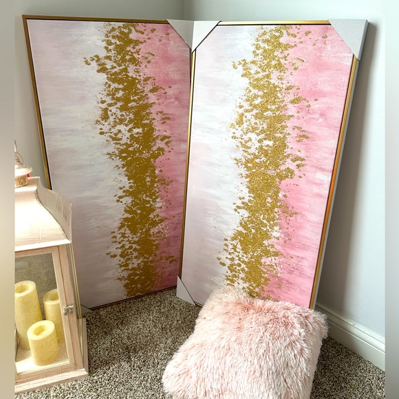 Wall Decor | 2 Glam Pink Gold Gradient Wall Panels | Poshmark